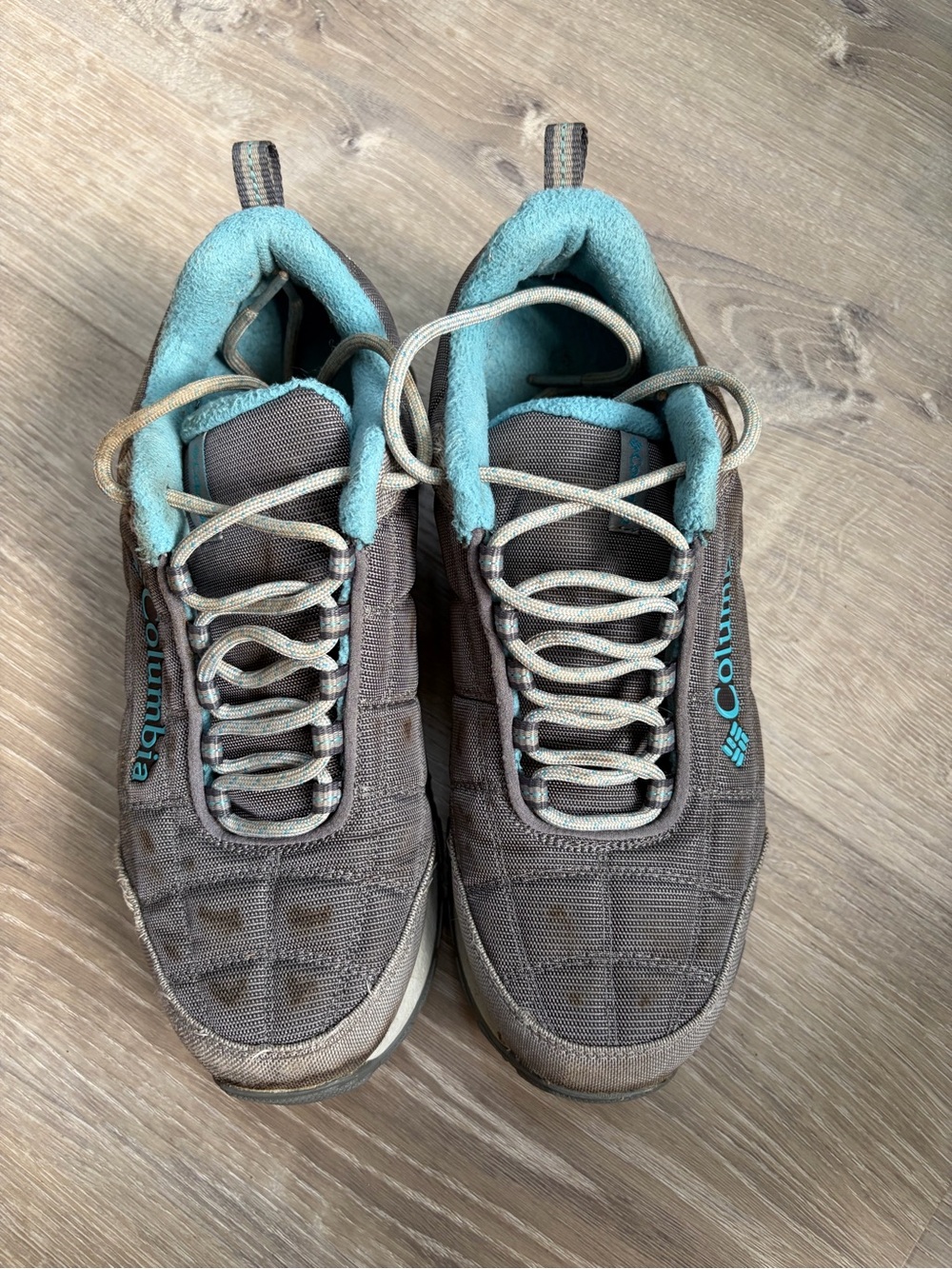 Columbia Grey Hiking Shoes with Teal Interior Accents